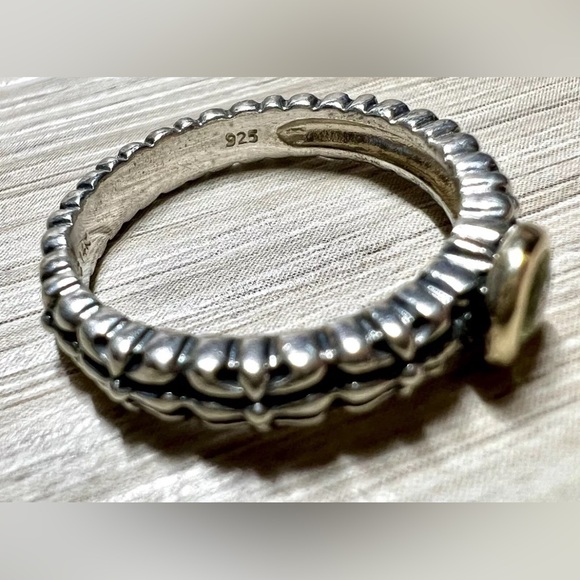 Vintage Town & Country Sterling Silver And 14K Gold Peridot Ring, Size 7 - Picture 7 of 11